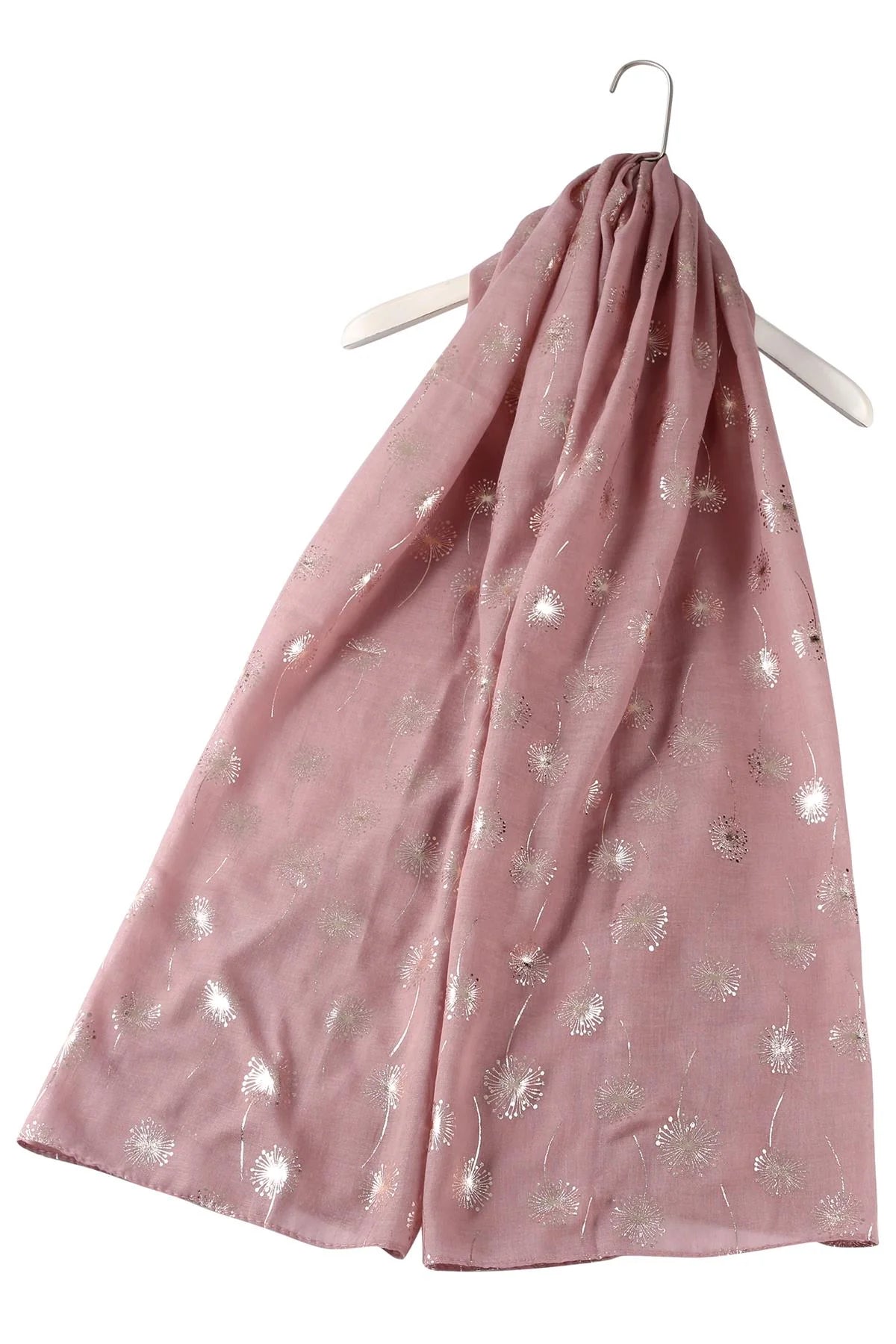 Rose Gold Foiled Dandelion Scarf-Dusty Pink