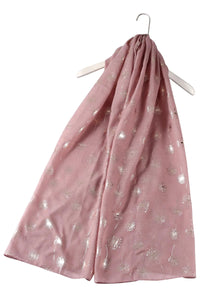 Rose Gold Foiled Dandelion Scarf-Dusty Pink