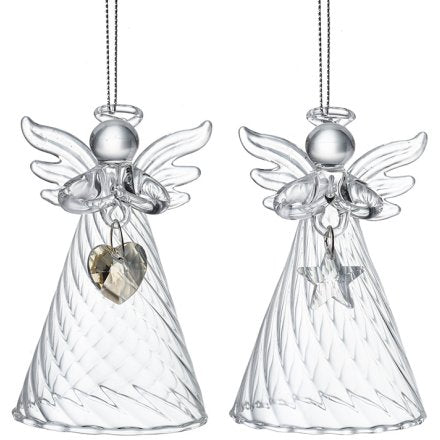 Glass Angel with hanging heart or star