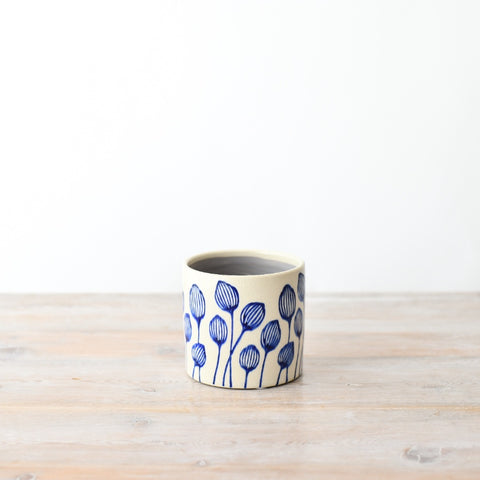 Stoneware Blue Leaf Planter - 8cm