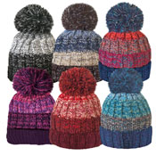 Unisex Stripe Bobble Hat With Cosy Fleece Liner