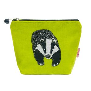 Appliqué Badger Cosmetic Purse - Lime Green