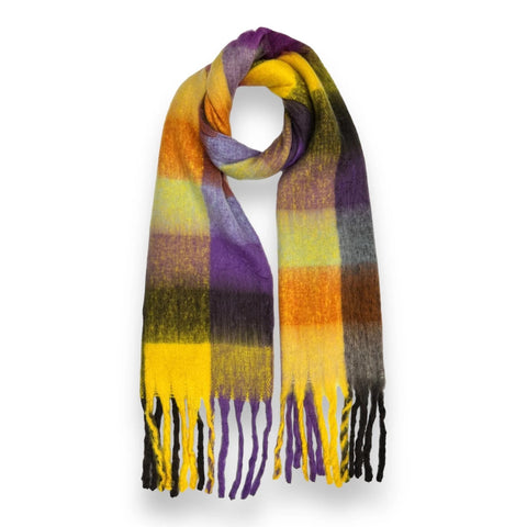 Soft Check Blanket Scarf with Tassels - Wario