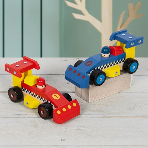 Retro Wooden Racing Car 17cm