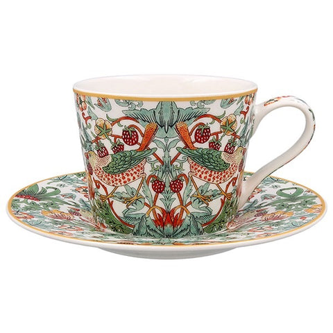 William Morris White Strawberry Thief Cup and Saucer