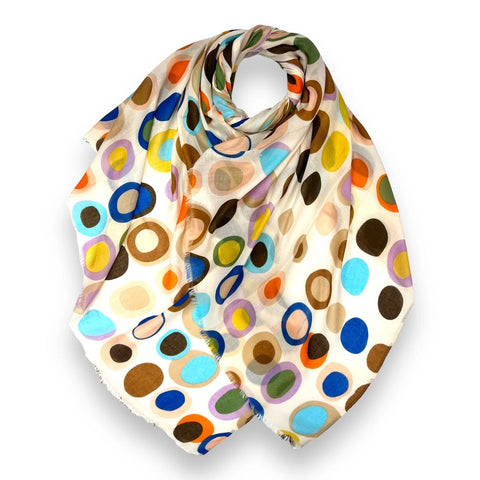 Retro Style Spots Scarf - Beige