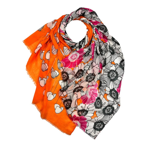 Silver Poppies scarf - Orange