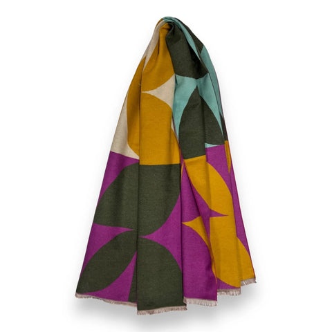 Retro Print Cashmere Blend Winter Scarf with Tassels - Turgenta