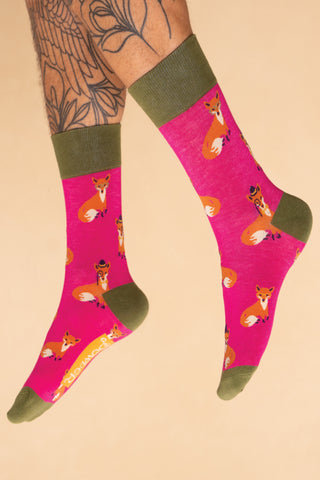 Men's Esteemed Fox Socks - Fuchsia