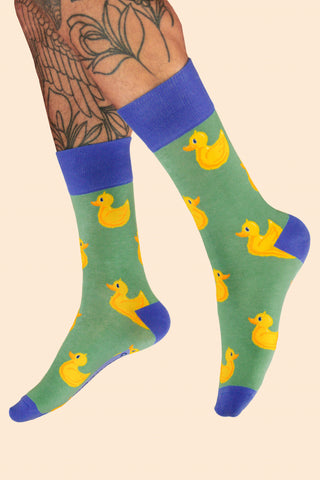 Men's Rubber Ducks Socks - Sage