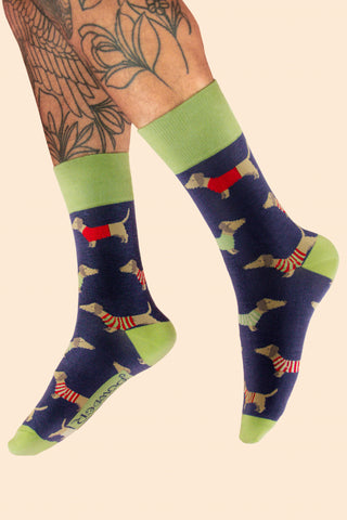 Men's Sausage Dogs Socks - Navy