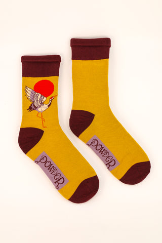 Men's Crane at Sunrise Socks - Mustard