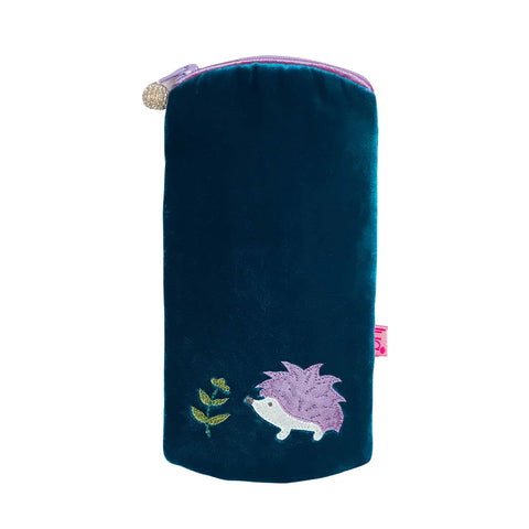 Appliqué Hedgehog Glasses Purse - Dark Turquoise