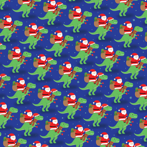 Christmas Gift Wrap- Santa on a Dinosaur