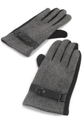 Herringbone snap button men's gloves